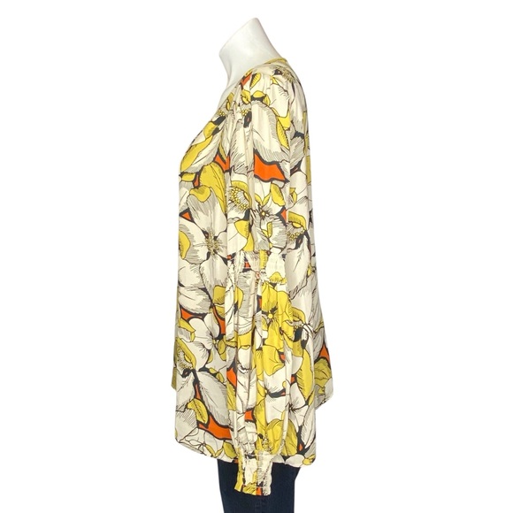 CABI 3954 Sequel Retro Floral Long Sleeve V Neck Blouse Yellow Size XL - Picture 8 of 14